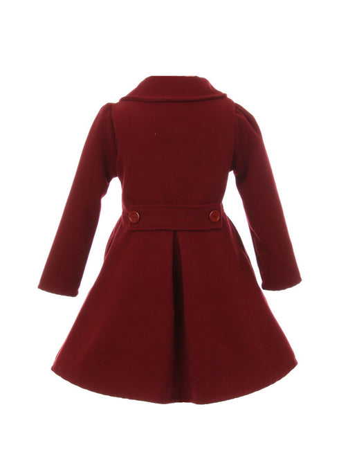 Crayon Kids Girls Abrigo de invierno de manga larga con botones 2T-16
